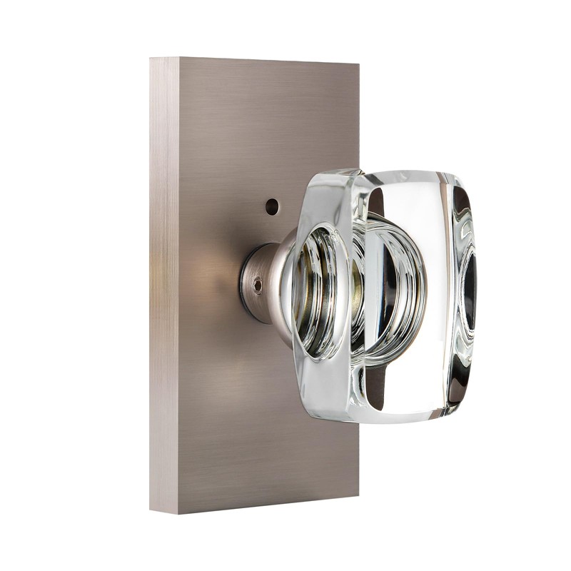 HIEMEY Glass Door Knobs Interior with Lock, Crystal Modern Privacy