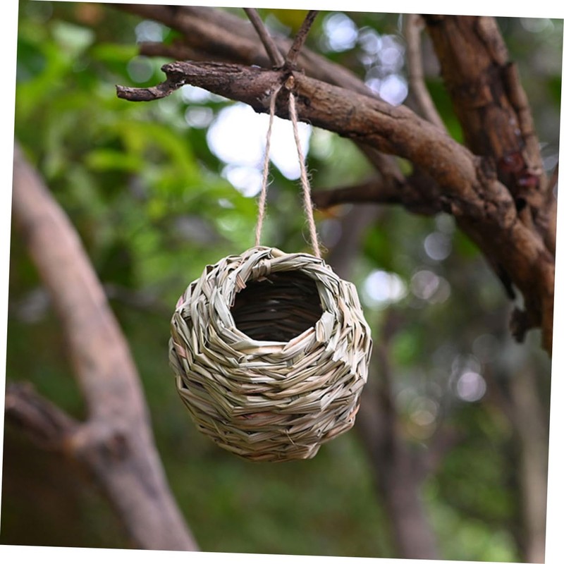 Kisangel 3 Pack Natural Grass Hummingbird Nest House Bird House