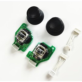 JMXLDS Gametown Analog Stick Joystick with PCB Board+3D Stick Caps+Connector Cables for Wii U GamePad Controller Left Right Set
