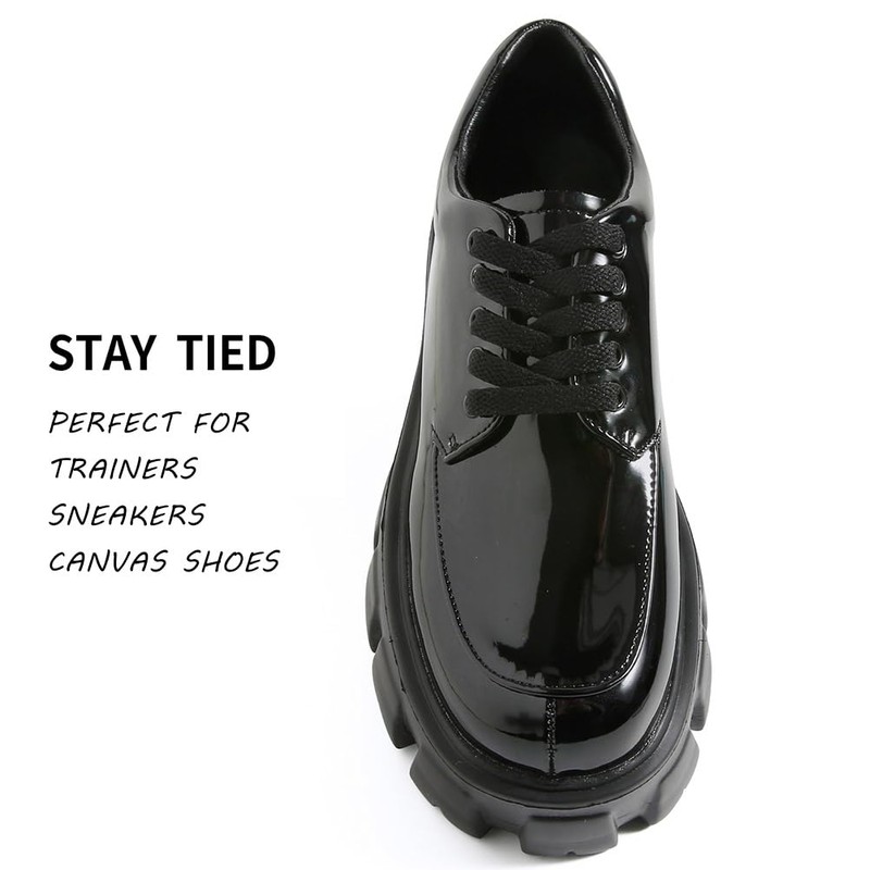 VSUDO 35" Flat Black Shoe Laces for Sneakers, Shoelaces for