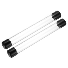 PATIKIL Clear Rigid Tube Round Plastic Tubing with Black Rubber Caps Polycarbonate Water Pipe, 305mm/ 12 Inch Length, 31mmx35mm/1.22"x1.38", 2 Set