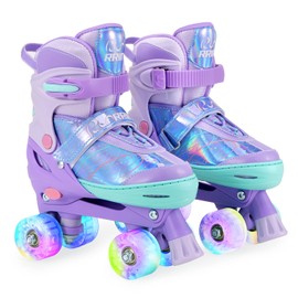 RunRRIn Roller Skates for Girls 4 Size Adjustable - Kids Roller Skates Shoes with Light Up, Wheels for Children Sports & Outdoor