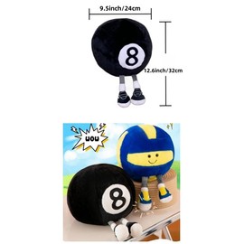 Xshelley 32 cm Billiard 8 Ball Plush Toy Pillow-3D Black 8 Billiard Ball Throw Pillow-Black Circle Pillow Plush Stuffed Billiards Decoration Gifts for Birthday