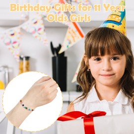 Tizund 9/10/11/12/40/50th Birthday Bracelet Gifts for Girls Women, Natural Stone Bracelet with Happy Birthday Card, Adjustable Beaded Bracelets Presents for Daughter Wife Mum Grandma