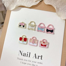Luxury Handbag Nail Rhinestone - 10pcs Retro Fashion Alloy Nail Accessories 3D Mixed Style Mini Bag Designs Nail Jewelry Sweet Elegant Gem Hangbag Nail Charms for Manicure Art