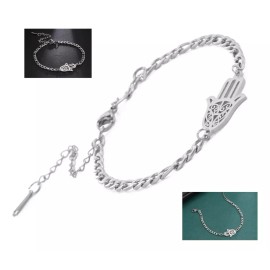 COLIBRI ALEGRE Pulsera Mano De Fátima Plateada