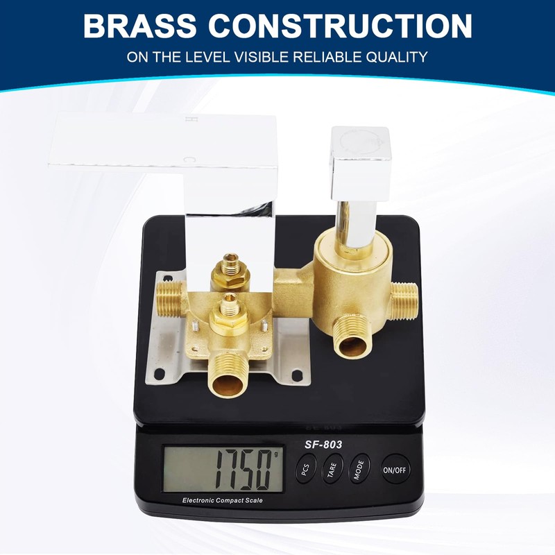 Solid Brass 3 Way Shower Diverter Valve, Drettyer Matte Black