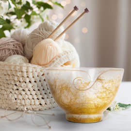 Divit Shilp Handcrafted Resin Yarn Bowl, Knitting Resin Storage Bowl, Crochet Kit Organizer. (Golden)