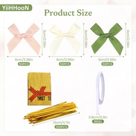 150 Pcs Small Satin Bows, 3 Color Mini Ribbon Bows with Twist Ties and Tape, Mini Bowknot Premade Bows for Gift Wrapping Gift Wrap Bows for Wedding Birthday Christmas Party Gift Decoration