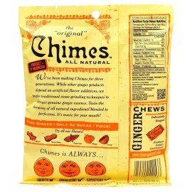 Ginger Chimes Ginger Chews - All Natural Orange Chewy Ginger Candy - 5 oz ( Pack of 3 )
