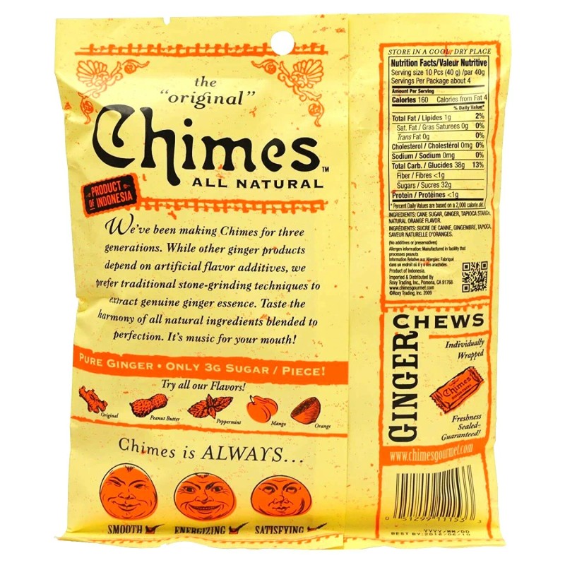 Ginger Chimes Ginger Chews - All Natural Orange Chewy Ginger