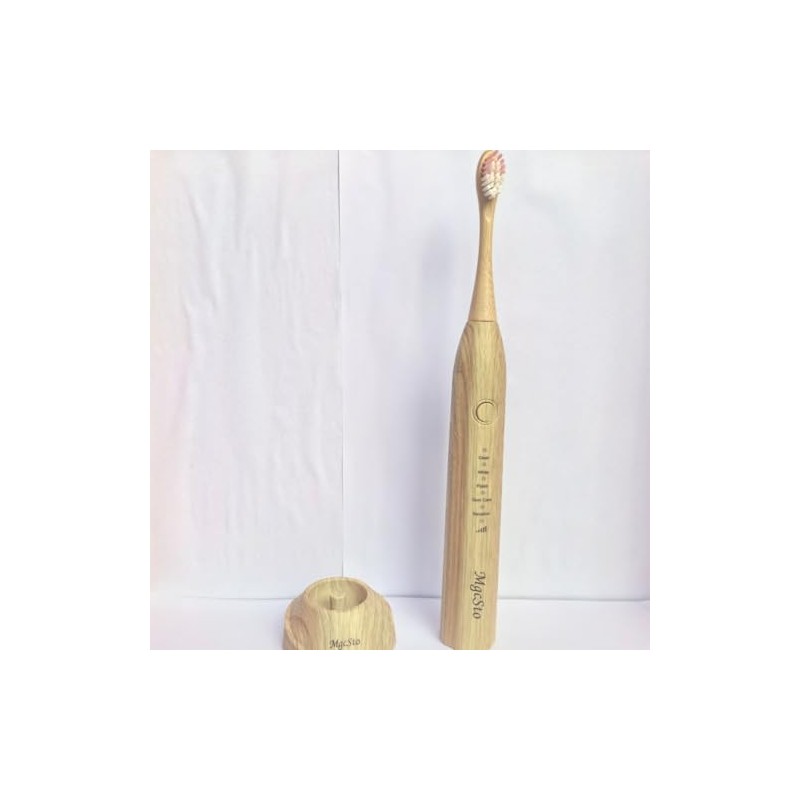 MgcSto High-Efficiency Electric Bamboo Toothbrush Set - 4 Replaceable Bamboo