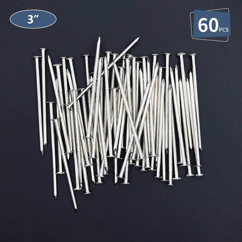 JEGONFRI 60 Pieces Hardware Nails, 3 Inches Nickel Plated Carbon