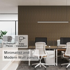 MODCART 16 Pack Slat Wall Panels, WPC Soundproof 3D Wall Panel for Interior Wall Decor, 48 x 6 in (48 in-Smoking Walnut)