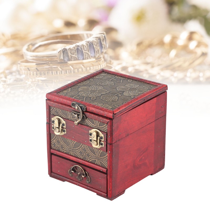 Jewelry Box Antique Wooden Multi‑Layer Drawer Storage Box Organizer with