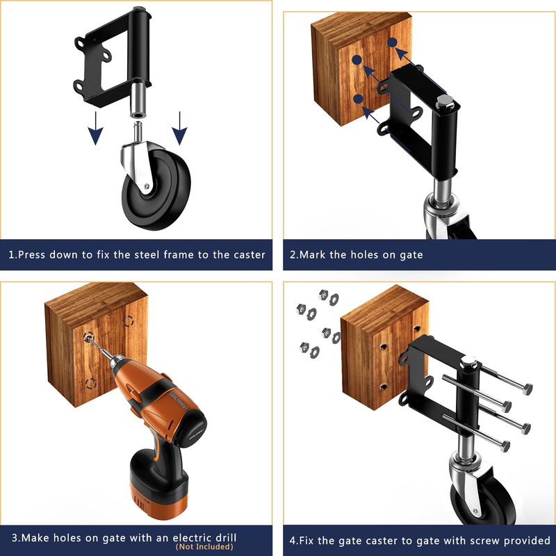 Ronlap Gate Wheels for Wooden Gate, Gate Caster Wheel Spring
