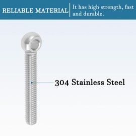 QUARKZMAN M8 x 50 mm Machines Shoulder Swing Lifting Eye Bolt 2 Pieces 304 Stainless Steel Metric Threaded Screw Shaft Dowel Grinding Hole Bolt for Pipeline Gate Valves