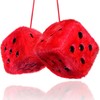 Red Fuzzy Dice for Car - Rear View Mirror Plush