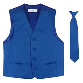 Conjunto de chaleco y corbata de cuello de color rosa sólido para niño, Azul Real, 2 Años