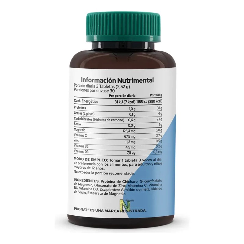 Magnesio Zinc Vitamina Tabletas Pronat Sabor
