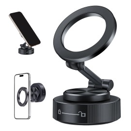iBrookAuction 360 Vacuum Strong Magnetic Phone Holder Suction Cup Car Stand Foldable Car Mount