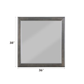 ZJMTOCYU Elegant Dark Gray Square Mirror with Wood Frame, Lightweight and Sturdy Design for Home Decor