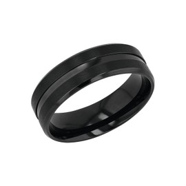 Amor Men's Stainless Steel Ring, Black, Comes in Jewellery Gift Box, Stainless Steel, No Gemstone