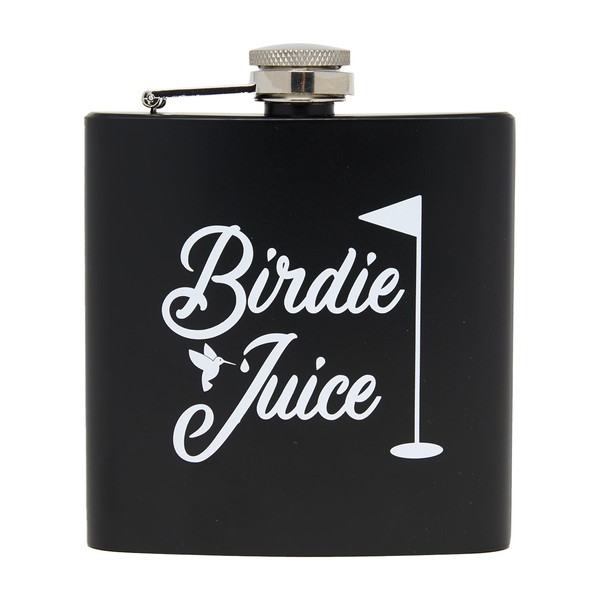 Funky Junque Stainless Steel Flask - Birdie Juice (Black)
