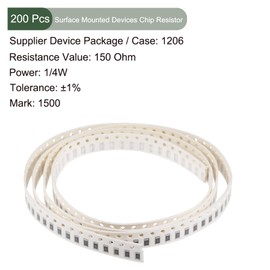 YOKIVE Pack of 200 Chip Resistors Surface Mounted Devices Fixed Resistor 1206 Good for Communication Device Converter Use (White 150 Ohm 1/4W 1% Tolerance)