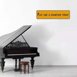 Play Like a Champion Today Vintage Metal Sign, Gold Yellow, 4x16 Inches, Wall Decor