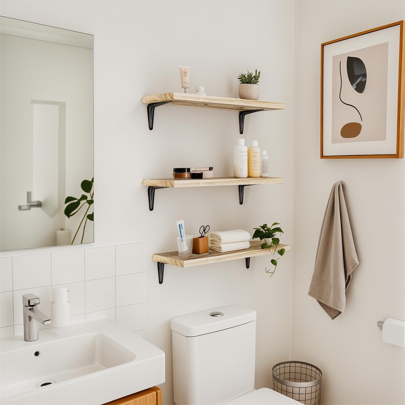 SKYSEN Floating Shelves for Wall Set of 6, 15.7in Wood