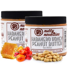 Nutty Novelties Habanero Honey Spicy Peanut Butter - High Protein, Low Sugar Healthy Peanut Butter - All-Natural Peanuts Free of Cholesterol & Preservatives - 2 x 15 Ounces
