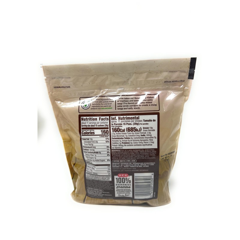 HEB H‑E‑B Cashew Grande Roasted Whole Cashews Salsa Verde 11oz