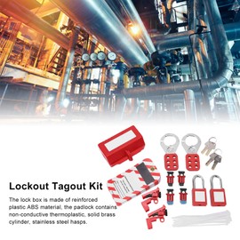 Electrical Circuit Breaker Lockout Tagout Kit, Loto Safty Padlock Set Plug Lock Out Tag Station Hasps for Industry, Automobile, Chemical Electric Power Industrial