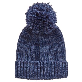 Kids Boys Winter Hat Chunky Warm Head Cover Pom Pom Navy 7-13 Years