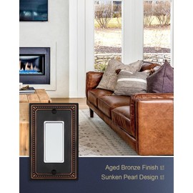 ZILLSEA 4-Pack Aged Bronze Decorator Wall Plates, 1 Gang Decorative Pearls Outlet Covers, Metal Face Plates for Electrical Outlets, GFCI, Dimmer Switch, 3.15''*4.88'', Midsize