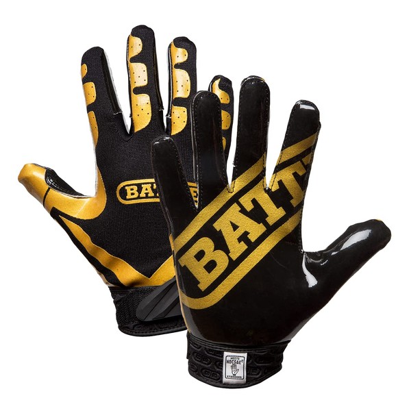 Battle Ultra-Stick Receiver Gloves, Youth X-Large - Vegas Gold/Black