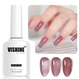 Vishine 16 ml Gel-Nagellack, semi-permanent, transparent, Soak-Off, UV, LED, für Nail Art, Maniküre, Zuhause, DIY, L275, Himbeere