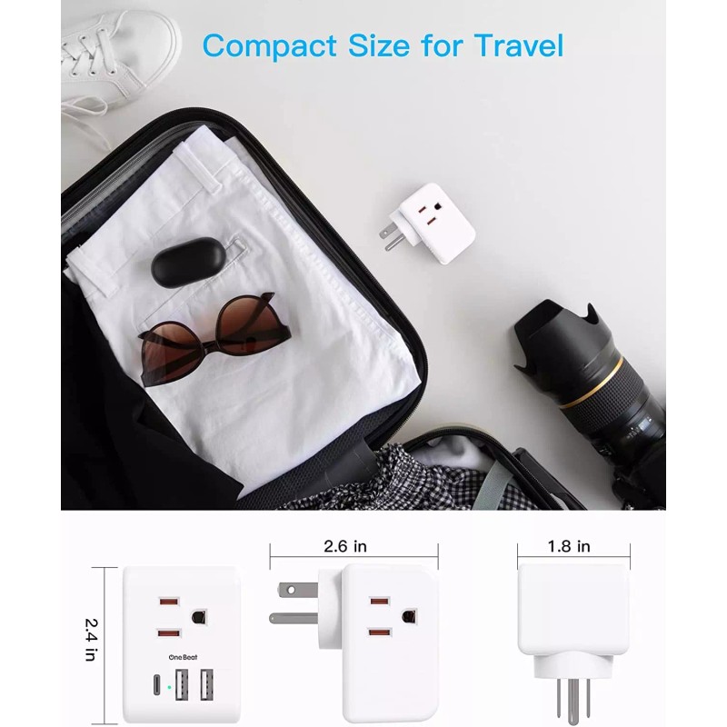 One Beat Multi Plug Outlet Extender with USB Outlets Power