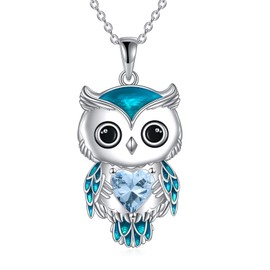 AINFQY - Collar de búho, joyería de regalo para mujer, plata de ley, colgante de búho, joyería de Navidad para mujer, Plata esterlina, Circonita cúbica
