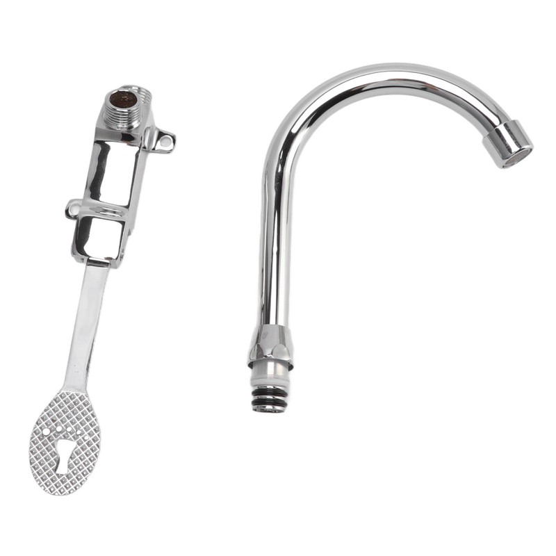 Foot Pedal Faucet Set Stainless Steel Hands Free Silver Touchless