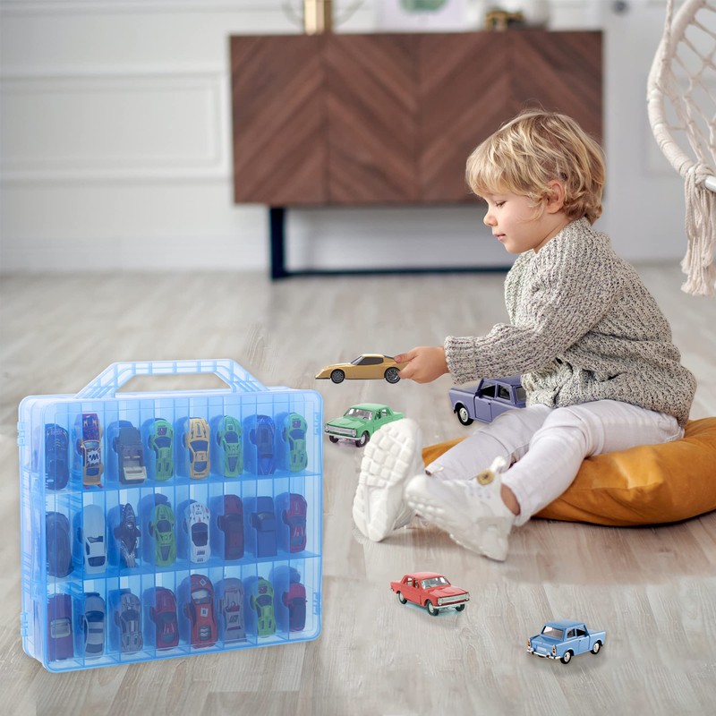 KISLANE Double Sided Storage Case for 48 Cars, Matchbox Cars,