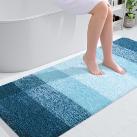 OLANLY OLANLY Bathroom Runner Rugs 59x24, Extra Soft Absorbent Microfiber Bath Rugs, Rubber Backing, Quick Dry, Washable Bath Mats for Bathroom Floor, Tub and Shower, Home Decor Accessories, Peacock Blue