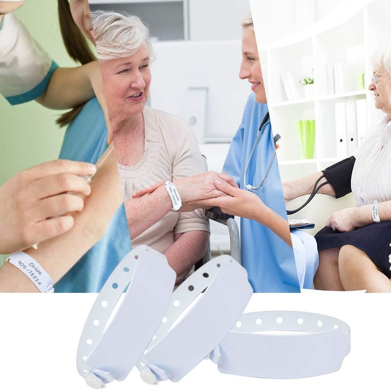 Wristall 100 Pack White Hospital Wristbands Vinyl Patient Id Bands