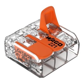 Wago | Conector De Empalme Eléctrico De Palanca, 50 Piezas, 3 Polos, Calibre 0.2–4Mm², Modelo 221-413