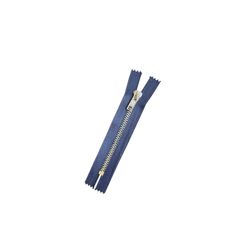 Jeans Reißverschluss Silber-Glanz-Metall Reißverschlüsse 5mm (dunkelblau, 9cm)