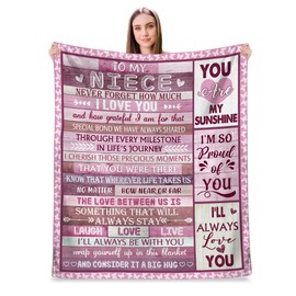 Niece Gift from Aunt and Uncle, Sweet Letter Blanket Gift for Niece, Niece Birthday Gifts Idea for Christmas Wedding Graduation Anniversary, to My Niece Gift Soft Fleece Throw Blanket 80"X60"