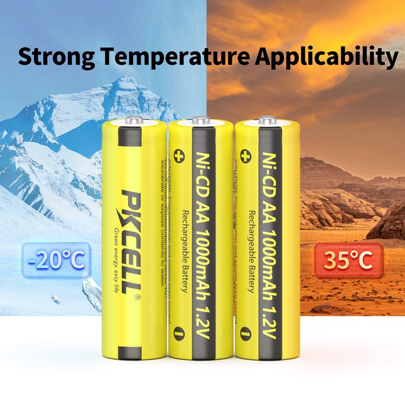 PKCELL 4PC AA Rechargeable Battery NiCd AA 1000mAh 1.2V Rechargeable
