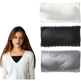 Brasier deportivo de 3 piezas de encaje floral antideslizante de silicona para mujer, sin costuras, sin tirantes, elástico, sin tirantes