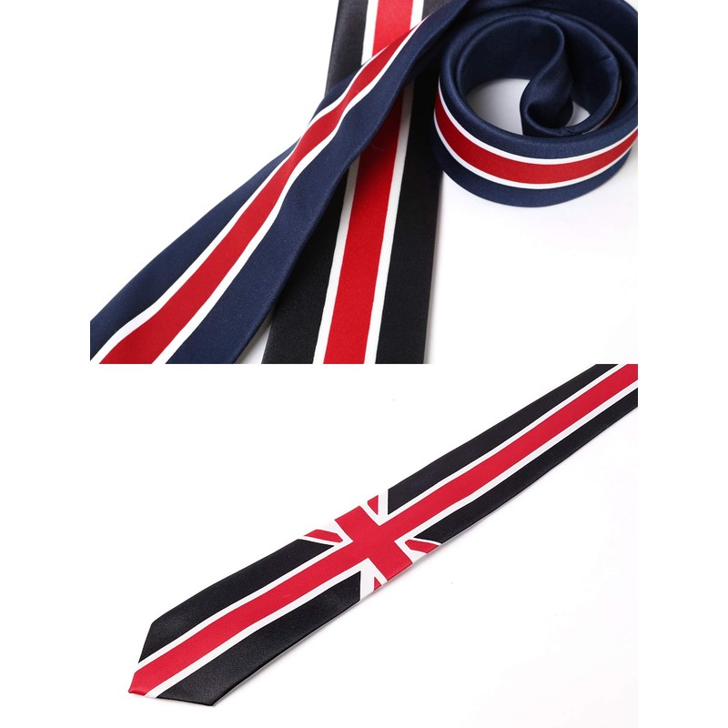 M.H.A.style 9089 Men's Necktie, Union Jack, Patterned Necktie, Casual, a.